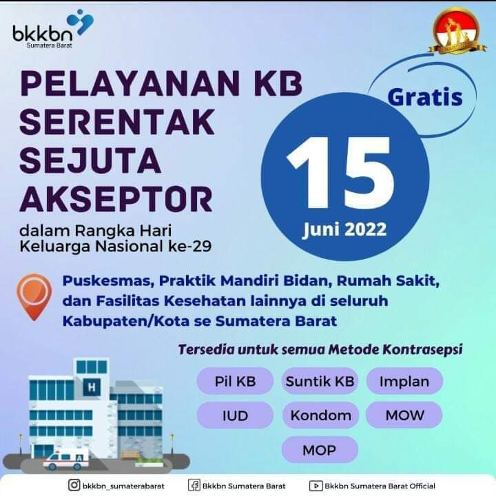 Pemberitahuan pelayanan KB serentak sejuta akseptor KB. di UPT Puskesmas Pasar Baru