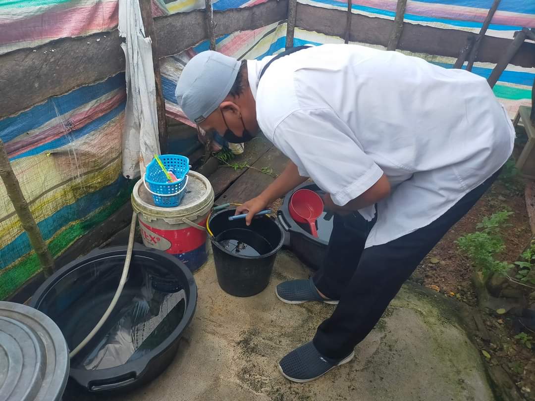 Kegiatan terintegrasi  Pusk. Pasar Kuok dalam rangka kunjungan kerumah pasien DBD 