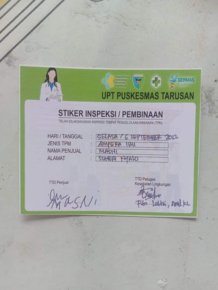 Puskesmas Tarusan lakukan inspeksi sanitasi ke beberapa rumah makan di sepanjang Kawasan Wisata Mand