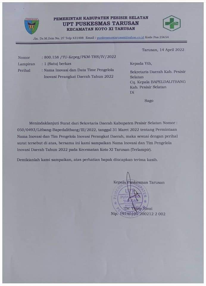 UPT Puskesmas Tarusan  luncurkan inovasi Puskesmas Wisata Kesehatan
