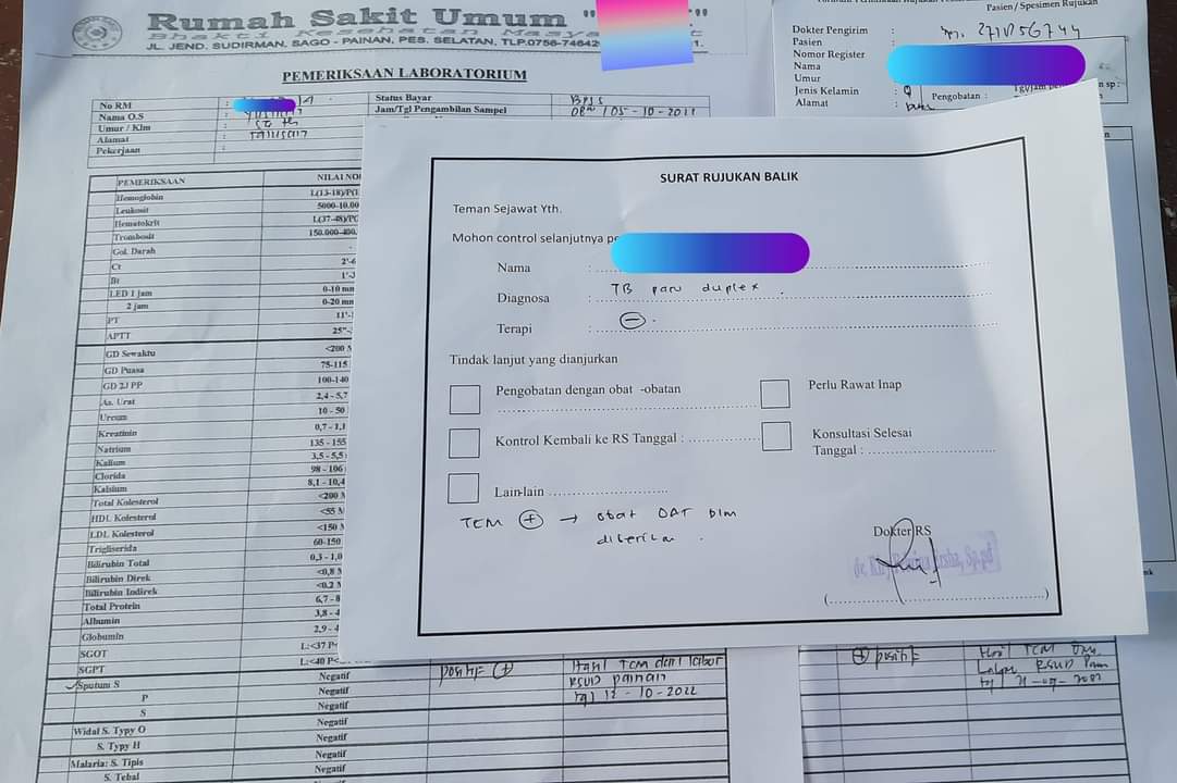 UPT Puskesmas Tarusan   menerima dan melayani 5 orang pasien TB paru TCM positif.