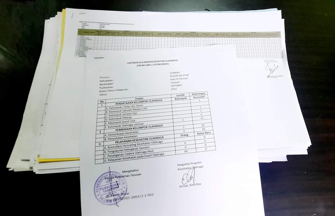 UPT Puskesmas Tarusan sampaikan laporan Sistem Pencatatan dan Pelaporan Terpadu Puskesmas (SP2TP) ke
