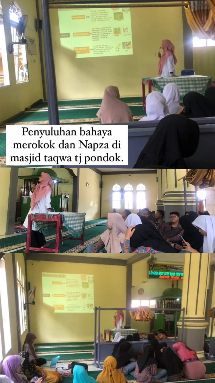Penyuluhan Bahaya merokok dan NapZa (narkotik dan zat adiktif) Puskesmas Tapan ke Masjid taqwa tanju