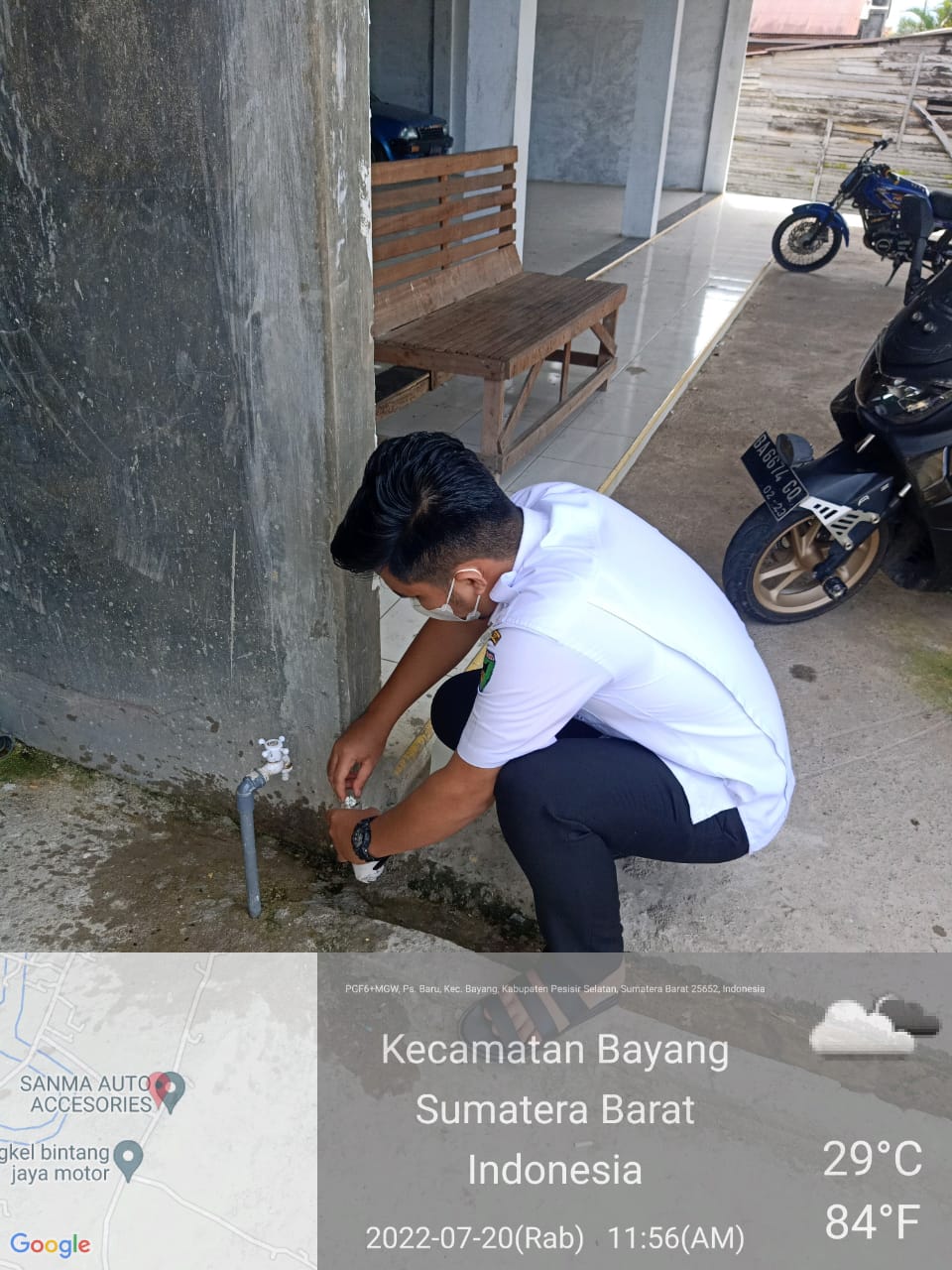 Puskesmas Pasar Baru, lakukan Pengambilan Sampel Air PDAM TIRTA LANGKISAU diwilayah kerja puskesmas 