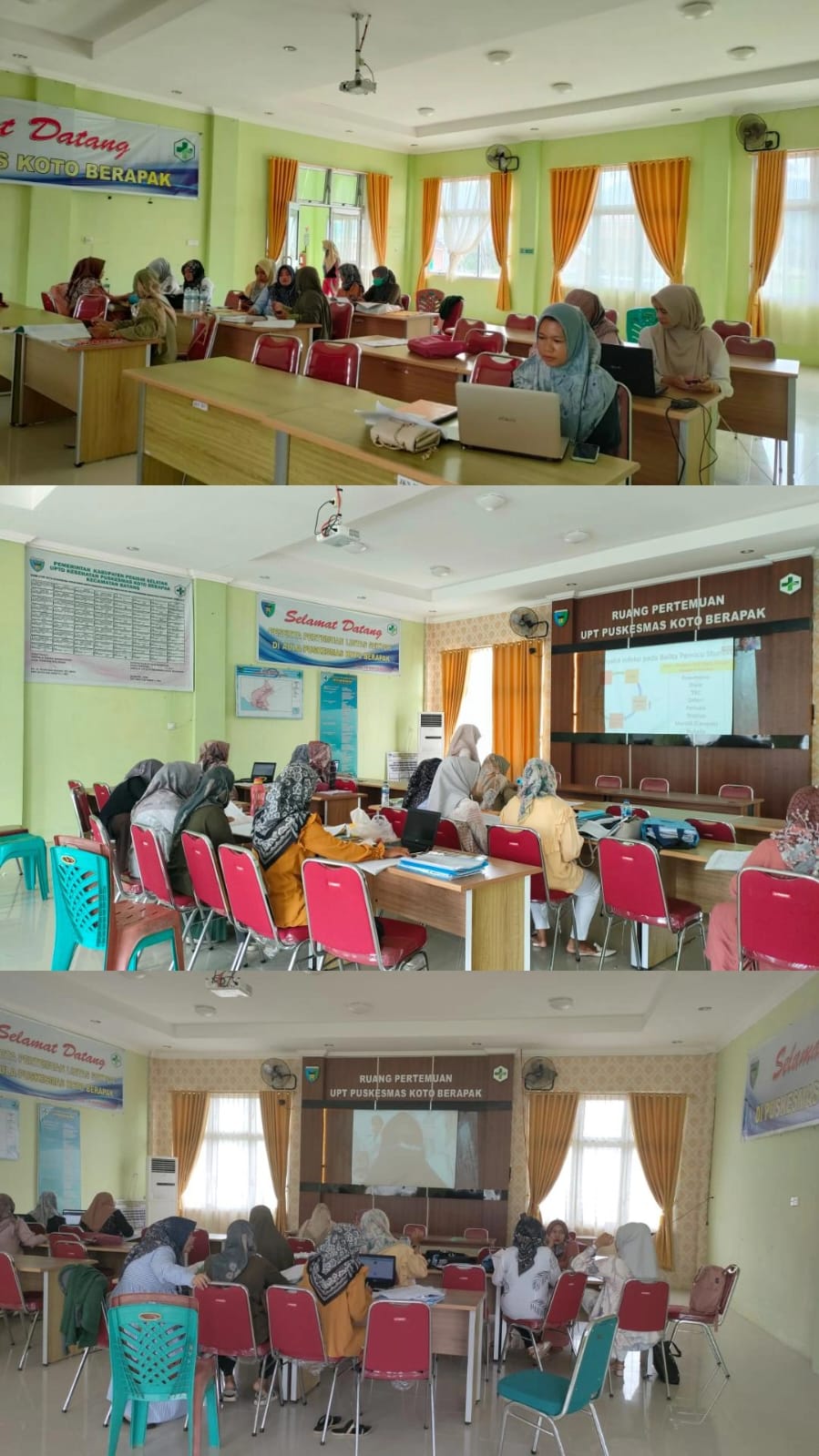 Pemantauan dan Evaluasi Intervensi PIS-PK di Aula Puskesmas Koto Berapak.