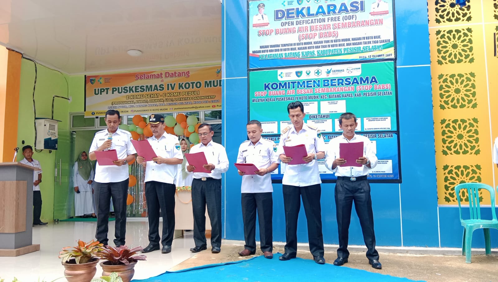 Puskesmas IV Koto Mudik laksanakan Deklarasi ODF \" Pada peresmian gedung baru puskesmas 