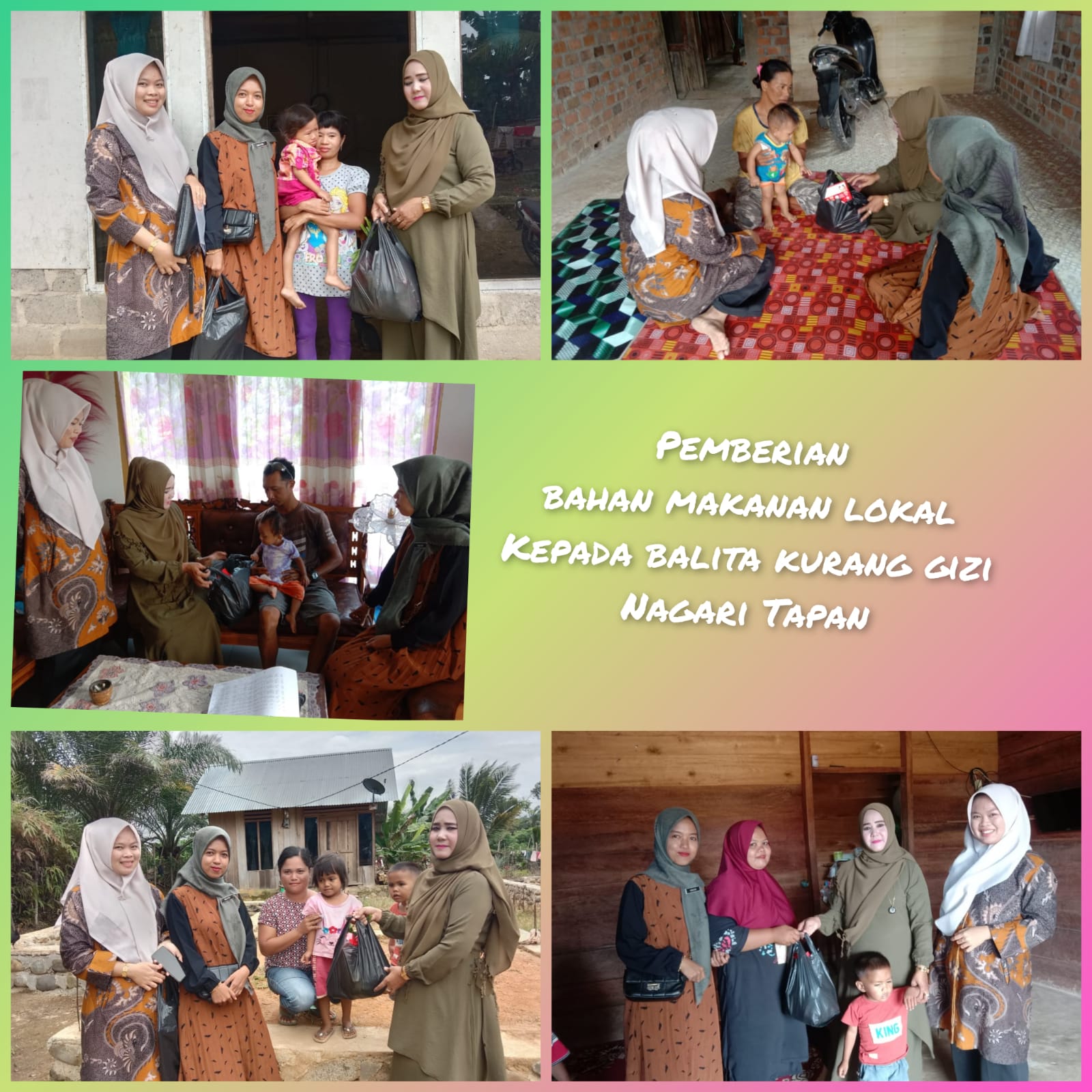 Puskesmas Tapan berian bahan makanan lokal kepada anak dengan gizi kurang di nagari Tapan