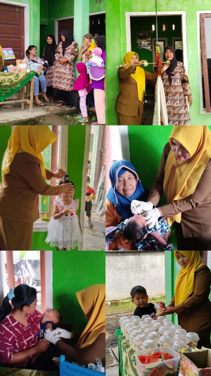 Bidan Desa Puskesmas Tj. Makmur melaksanakan kegiatan Posyandu di Posyandu Cempaka Biru IV ,Nagari S