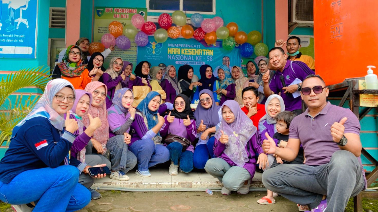 Acara peringatan HKN ke-58 Tahun 2022 yang diadakan pada hari ini di Puskesmas Air Haji berjalan den