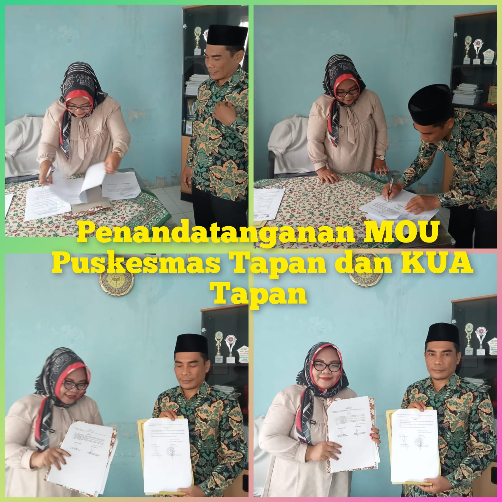 Penandatanganan MOU Kerjasama antara KUA (kantor urusan agama) dan Puskesmas TapanJumat 13 Januari 2
