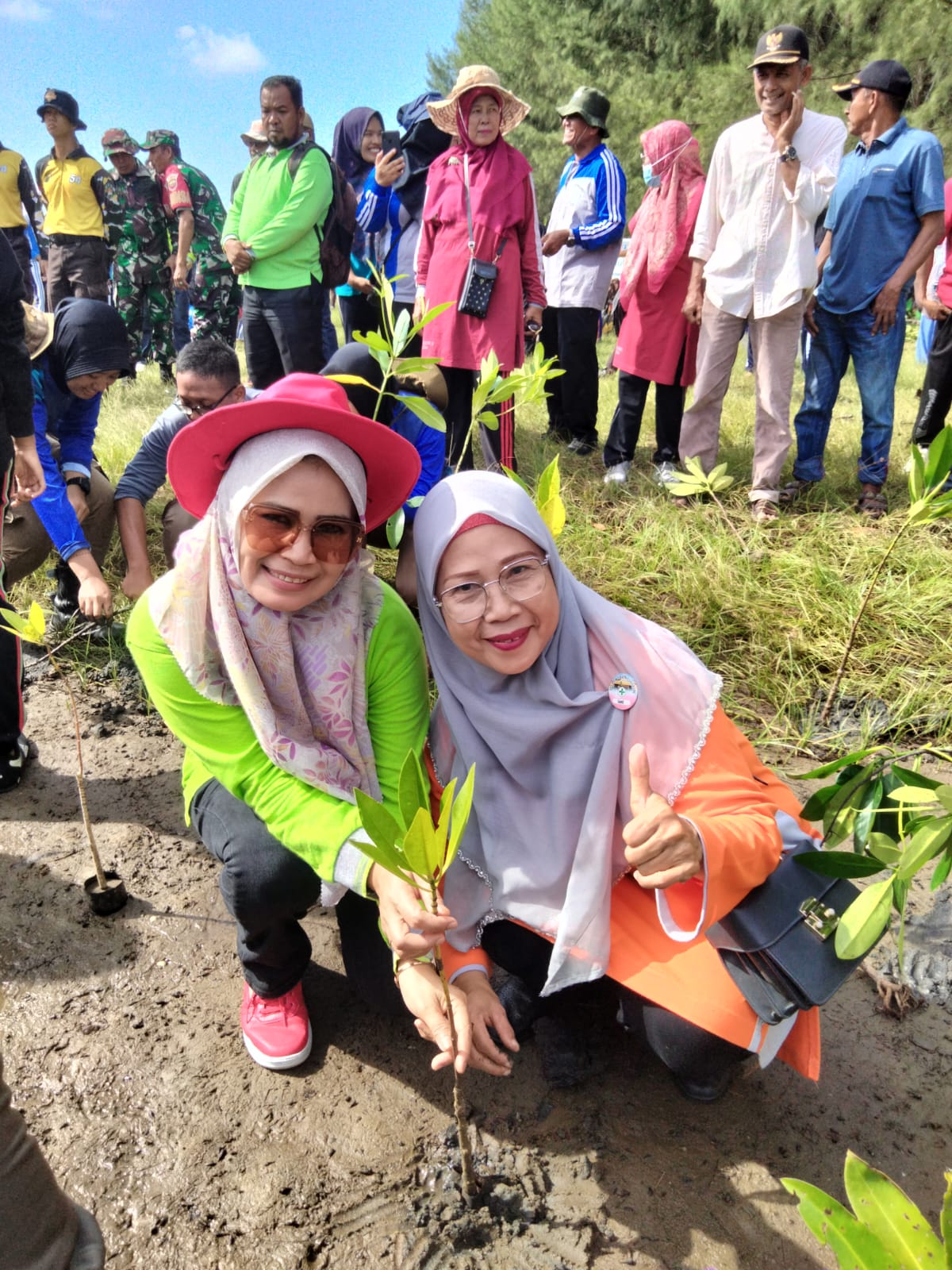 Puskesmas Kayu Gadang ikuti Penanaman Mangrove Serentak Di Kecamatan Sutera Secara Bersama Sama