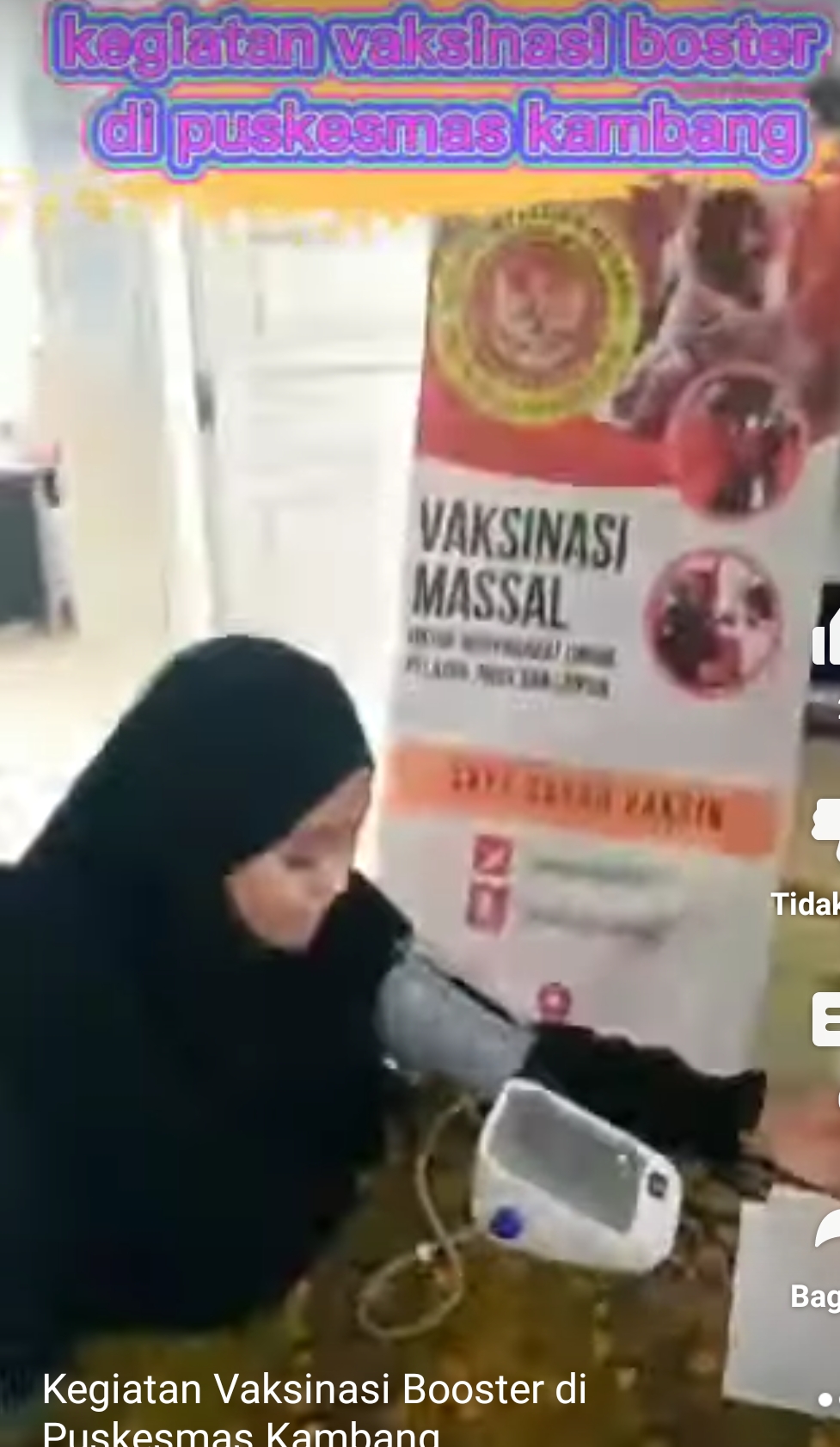 pelaksanaan Vaksinasi kepada masyarakat di puskesmas kambang\" 