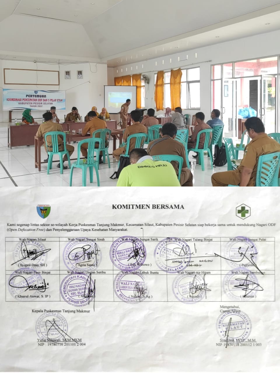 Pertemuan Percepatan ODF (Open Defecation Free) atau stop buang air besar sembarangan di Kecamatan S