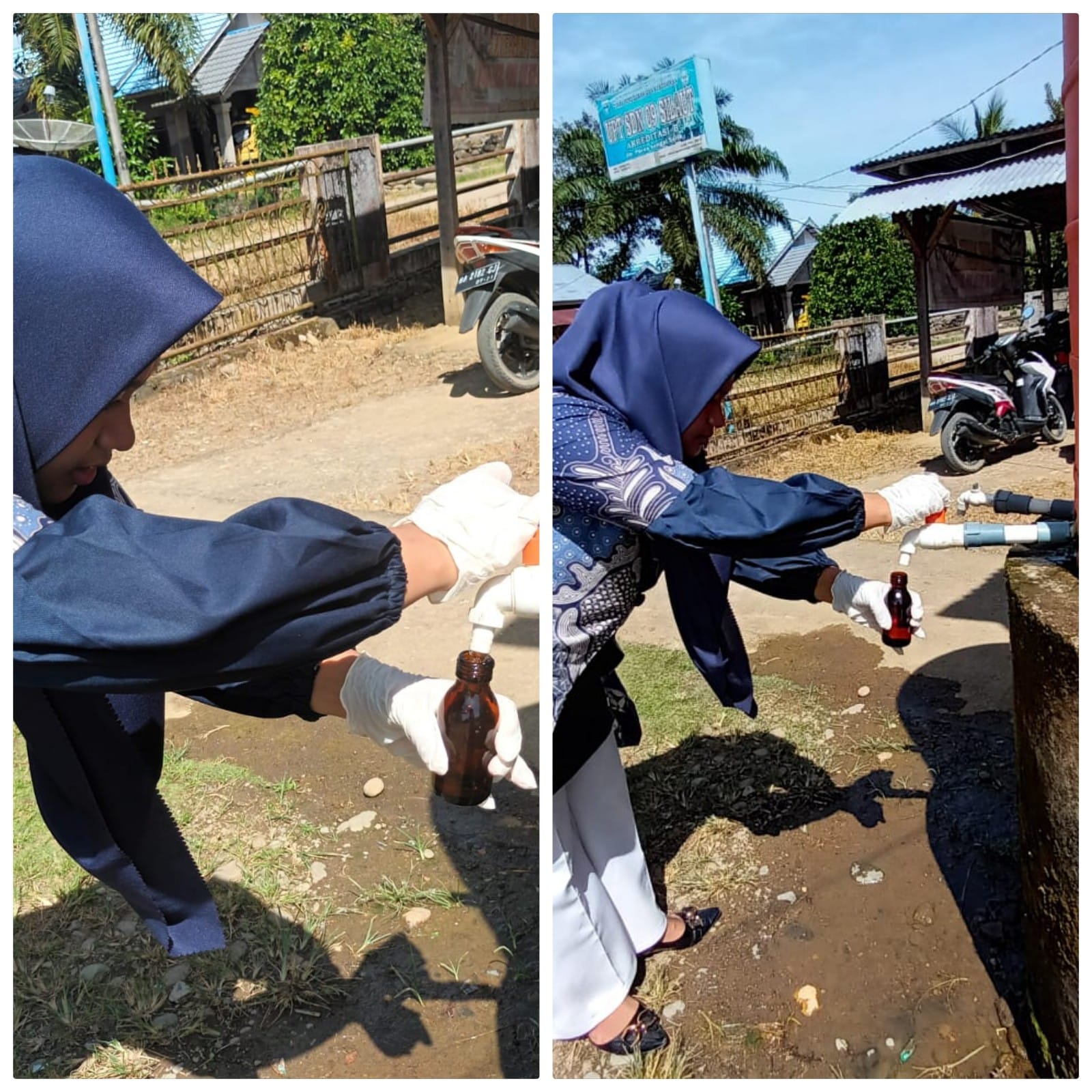 Petugas Kesling dan tim Puskesmas Tanjung Makmur melakukan pengawasan eksternal kualitas air 
