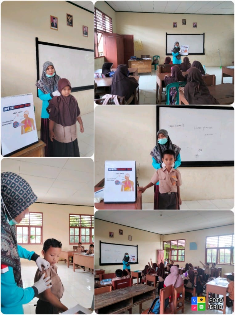 Petugas puskesmas Tanjung makmur  melakukan  skrining TBC pada anak yg sekolah SDN 01 Silaut