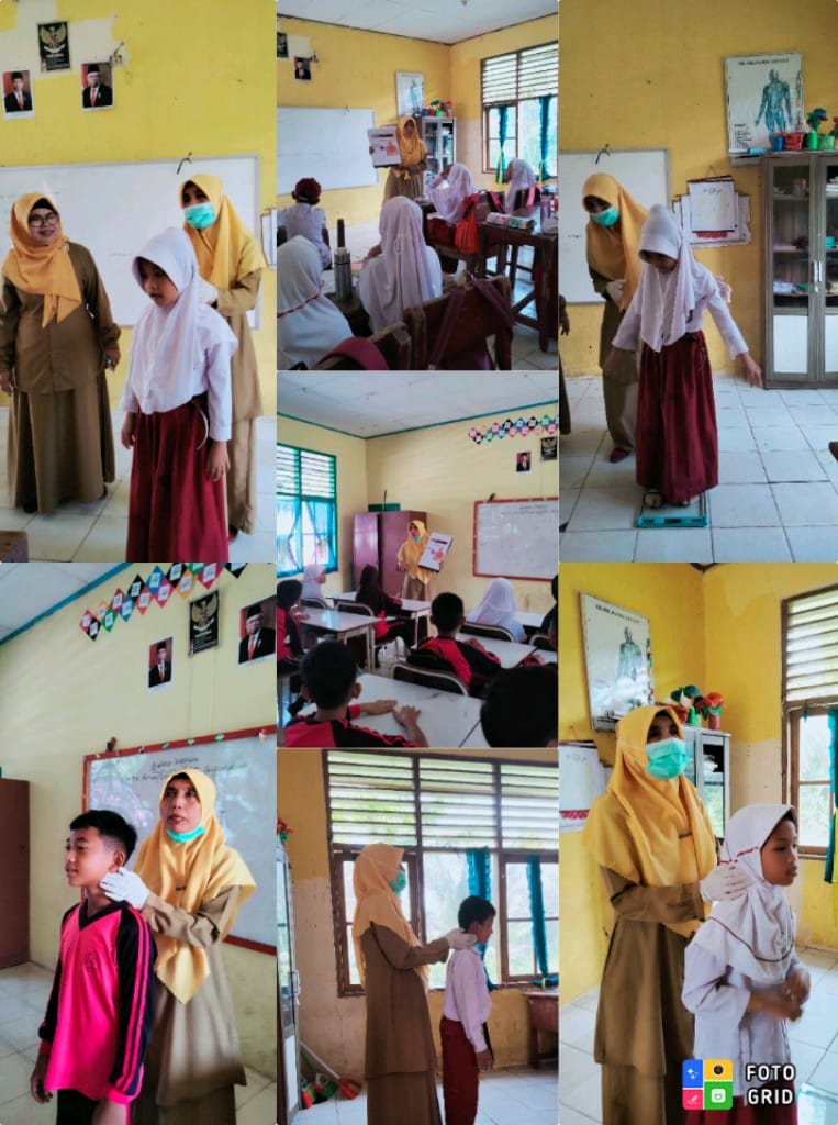 Petugas puskesmas Tanjung makmur  melakukan  skrining TBC pada anak  sekolah SDN 05 Silaut 