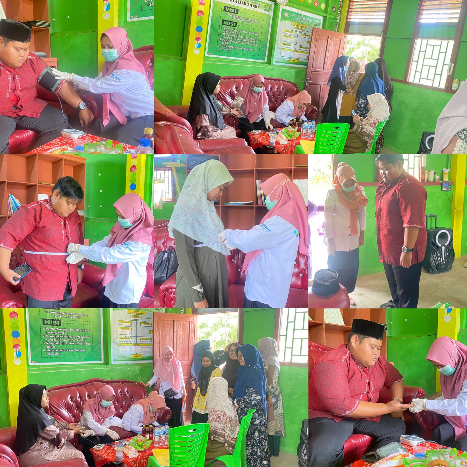 Petugas PTM (Penyakit Tidak Menular) Puskesmas Tanjung Makmur melakukan screening kesehatan pada Sta