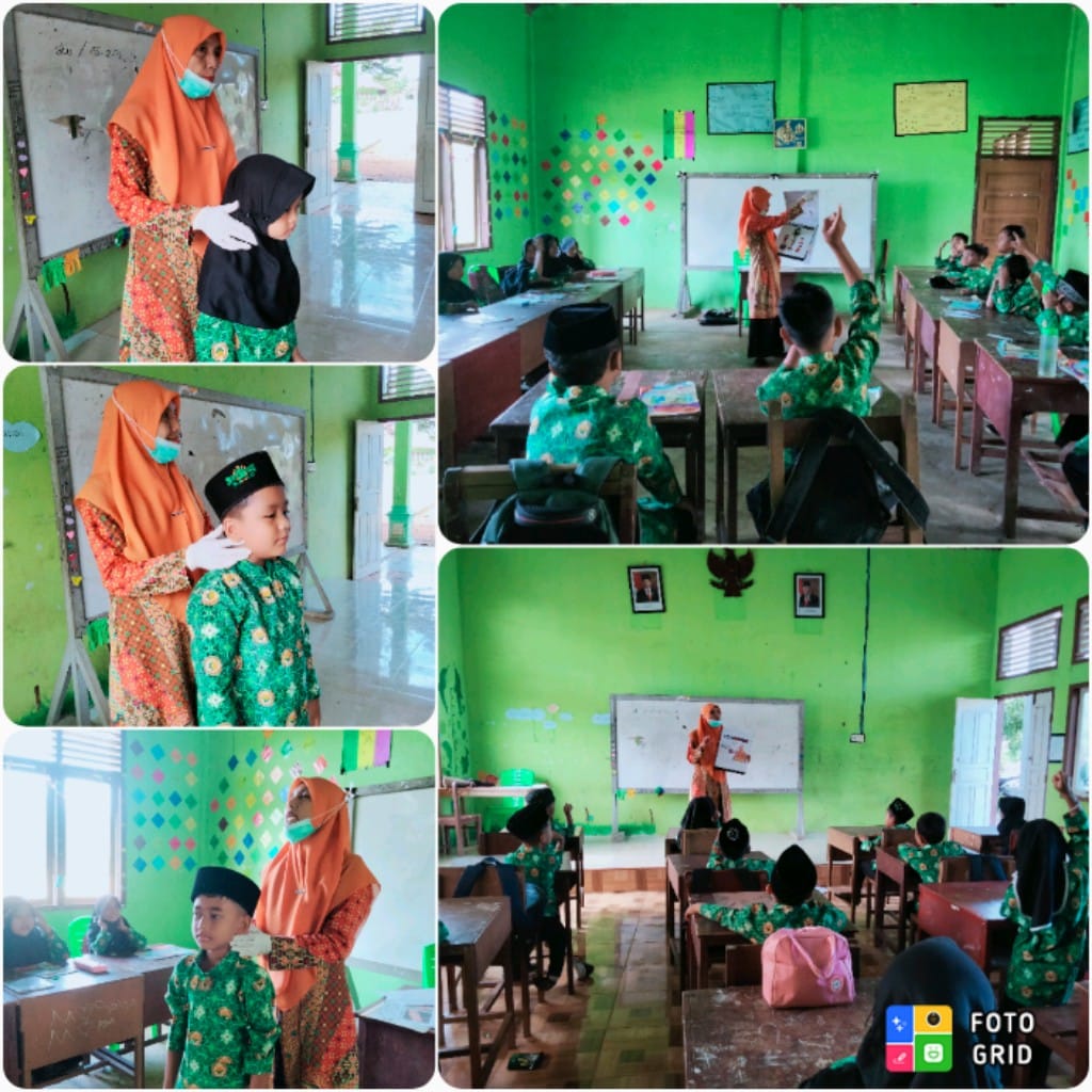 Petugas puskesmas Tanjung makmur  melakukan  skrining TBC pada anak  sekolah MIS ISTIQOMAH Silaut di