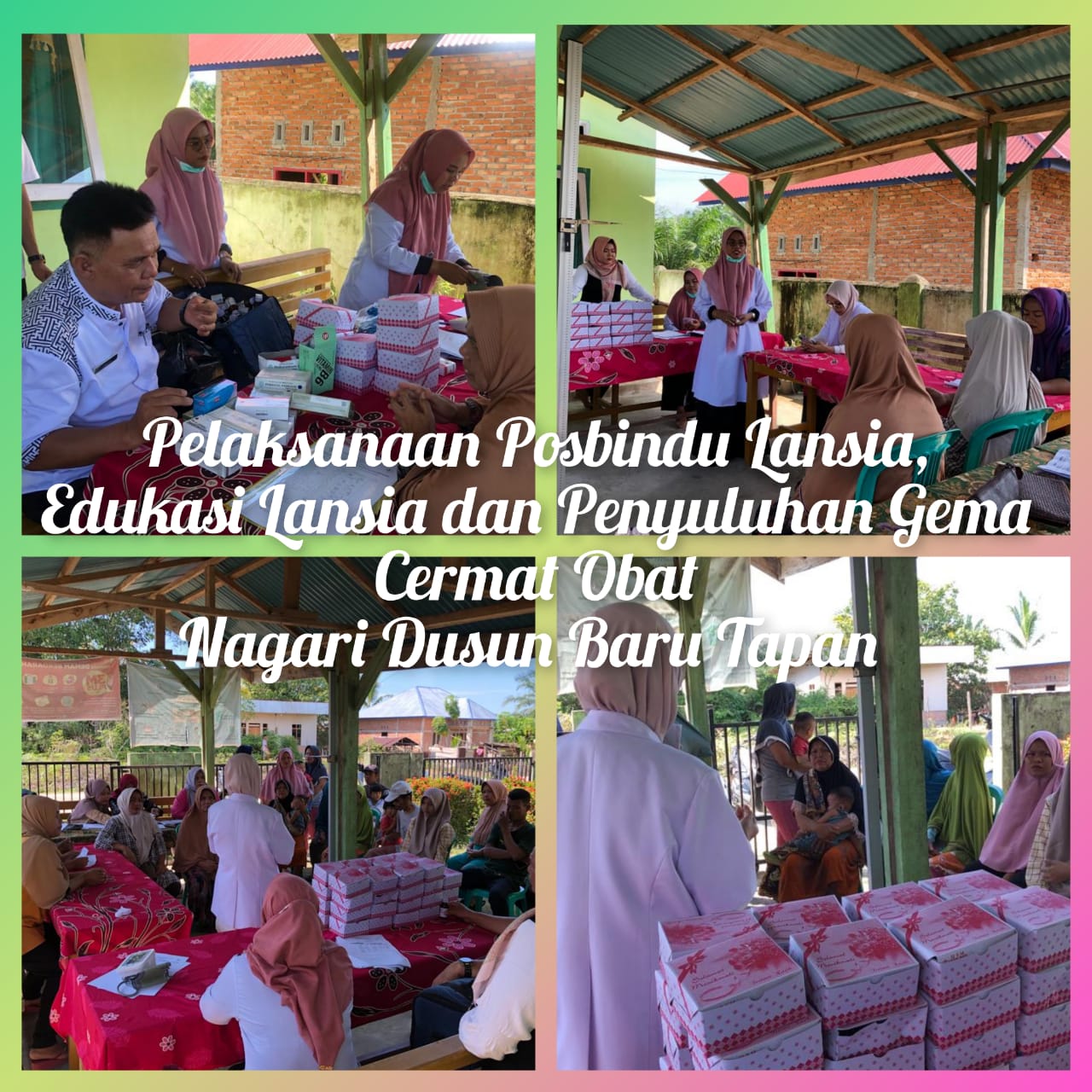 Pelaksanaan Posbindu Lansia, Edukasi Lansia dan Penyuluhan Gema Cermat Obat Nagari Dusun Baru Tapan