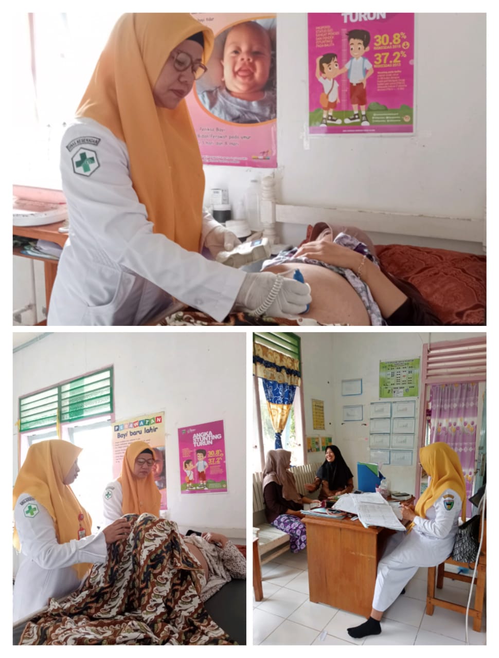 Tim KIA Puskesmas Tanjung Makmur beserta bidan desa melakukan pemeriksaan ANC ( antenatal care ) di 