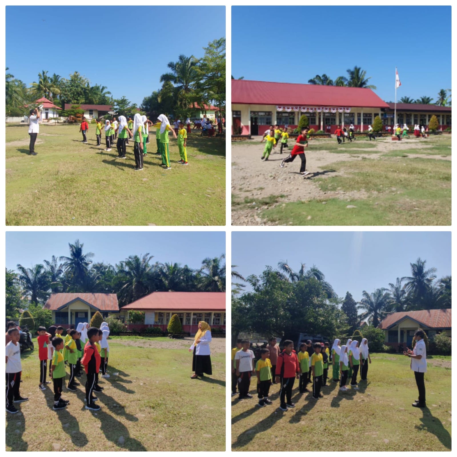 Petugas kesjaor dengan Tim puskesmas Tanjung Makmur  melakukan pengukuran Kebugaran jasmani di SDN 0