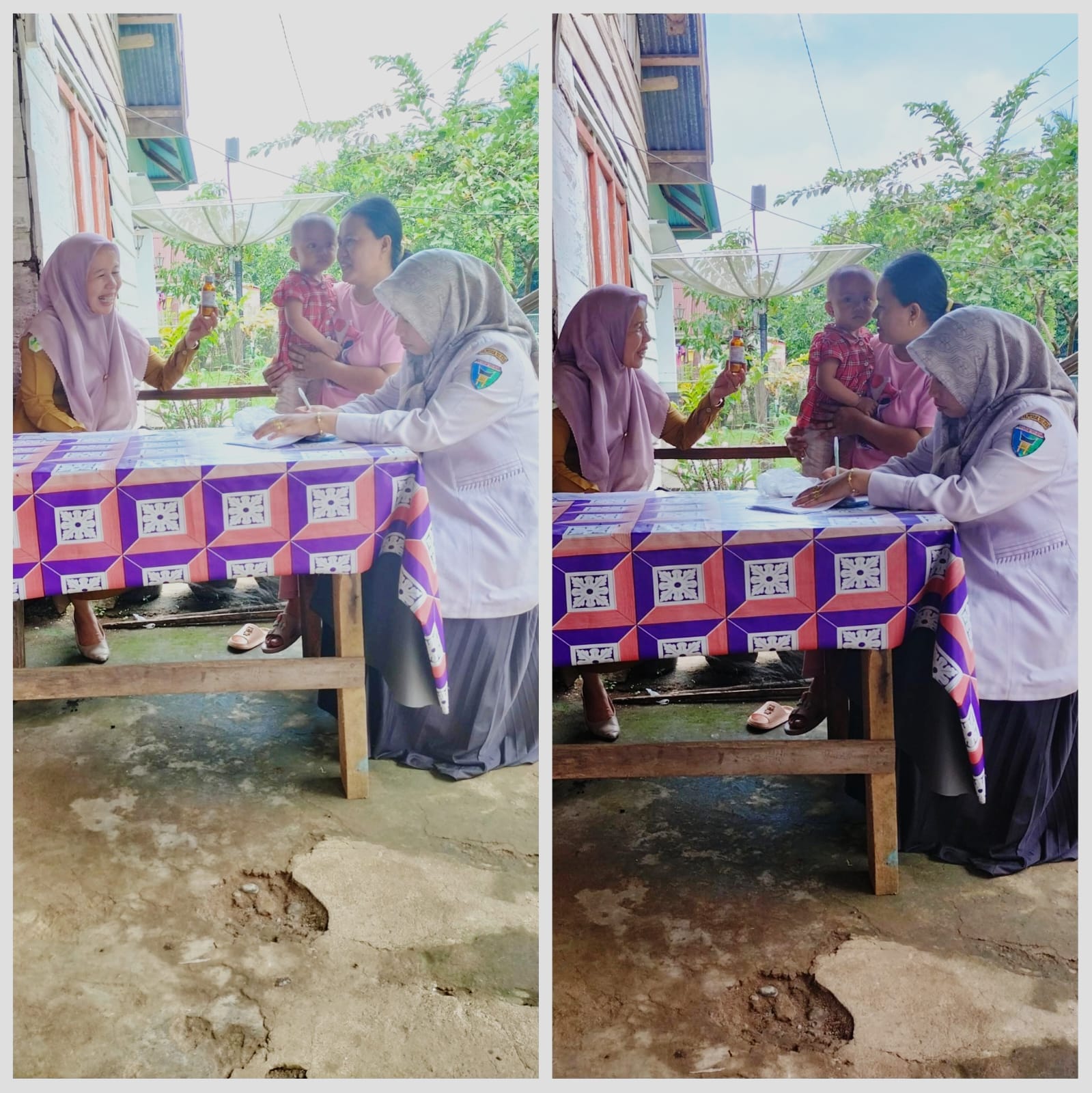 Puskesmas airpura Petugas Anak melakukan kunjungan rumah pemantauan minum obat (ISPA) Nagari palokan