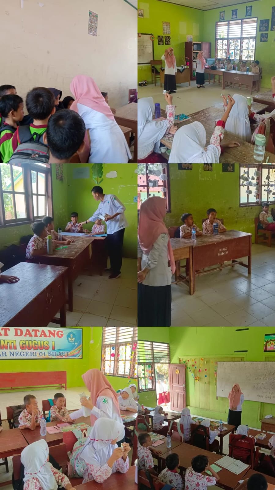 Upt Tanjung makmur melakukan tugas program pemberian obat cacing ke SD Negeri 01 silaut