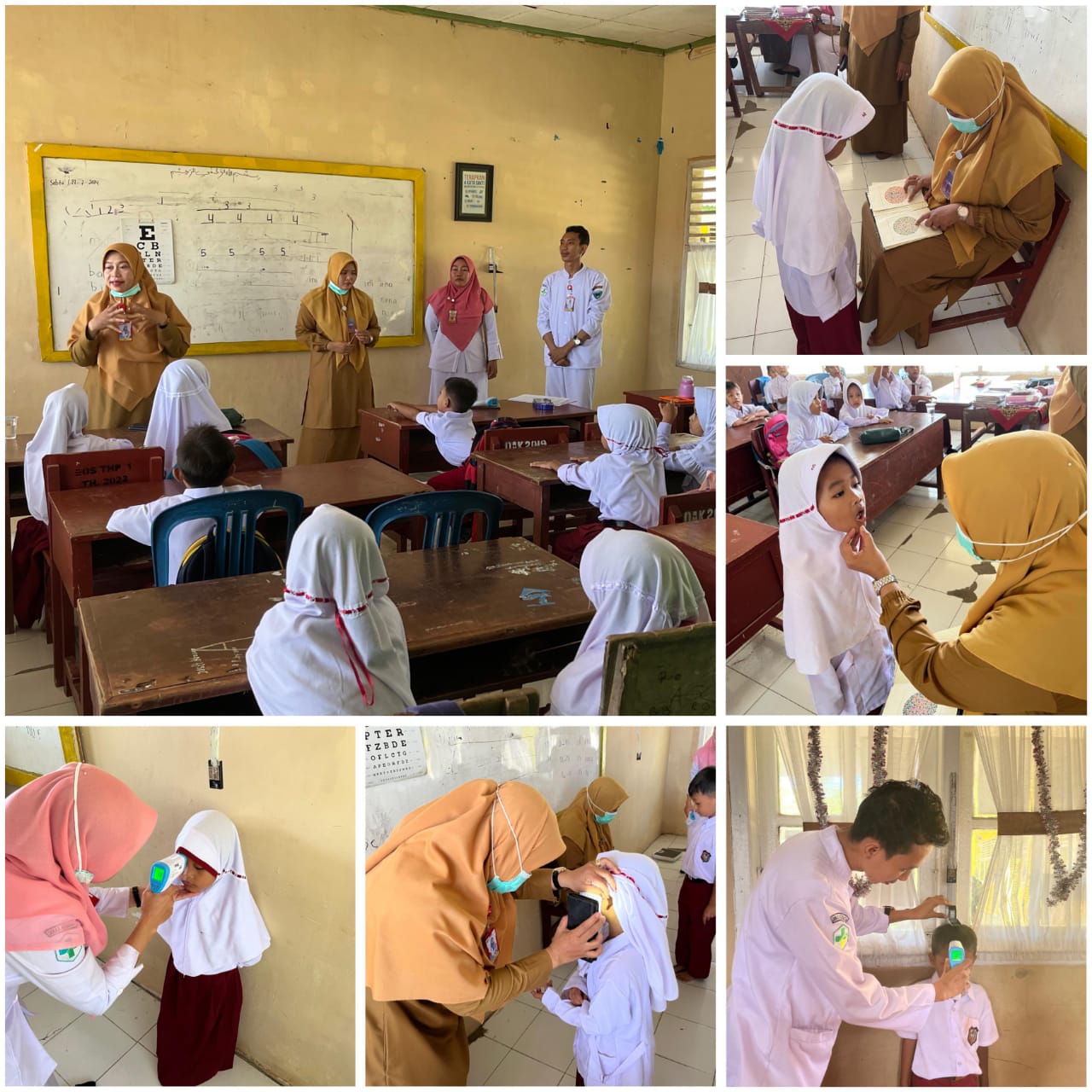 Tim UKS Puskesmas Tanjung Makmur melaksanakan kegiatan skrening kesehatan anak sekolah di SD 07 Sila