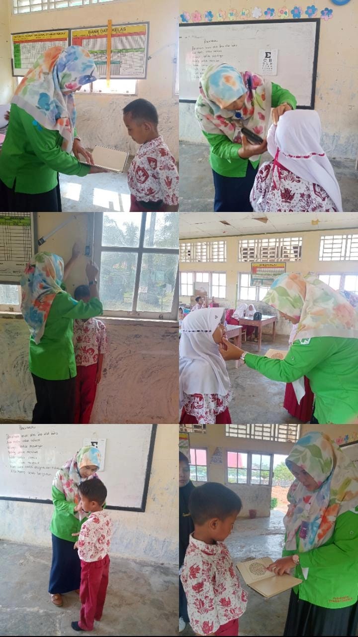 Pelaksaanaan kegiatan screening kesehatan anak sekolah di SDN 10 Silaut.
