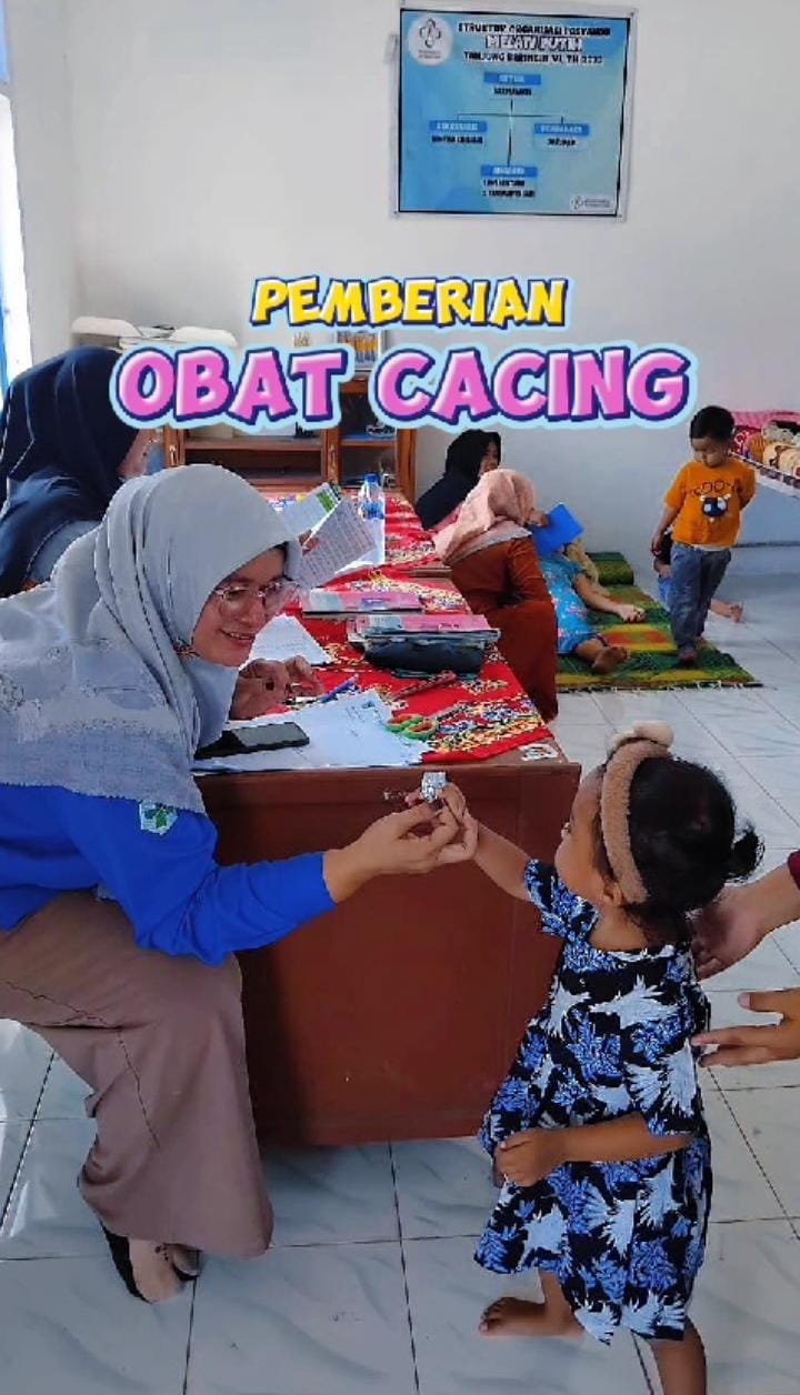 Pemberian Obat Pencegahan Massal (Obat Cacing ) di Posyandu dan KB Wilayah Kerja Puskesmas Tanjung B